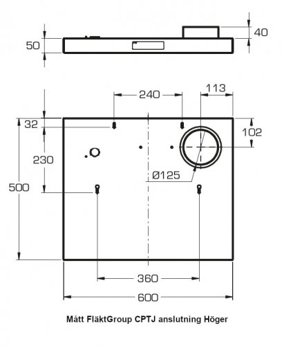 Mått Fläkt Woods Streamline CPTJ Hö