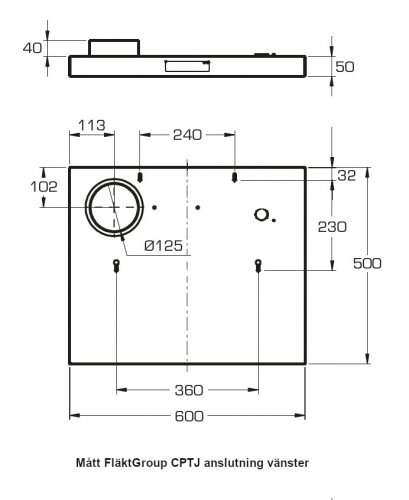 Mått Fläkt Woods Streamline CPTJ Vä
